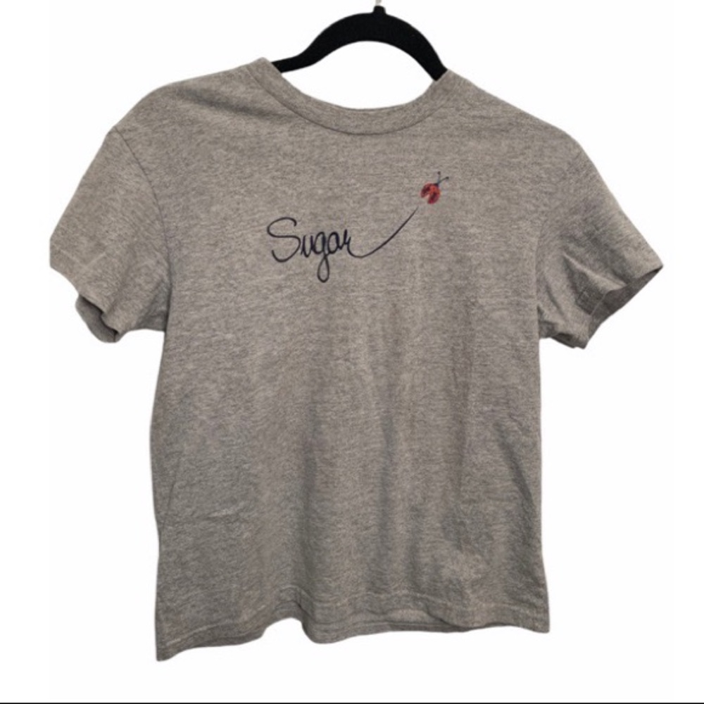 SOLD- SUGAR- y2k gray baby tee